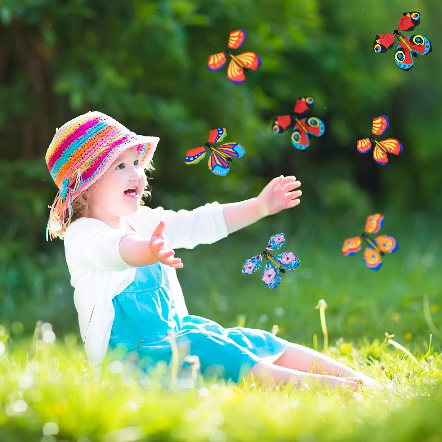 Sumind 5 Pcs Butterfly Wind up Magic Flying Butterfly Cards Surprise Insert Fly Toys Rubber Band Butterflies Toys for Explosion Box Colorful Bookmark Gifts - Build Your Ideas