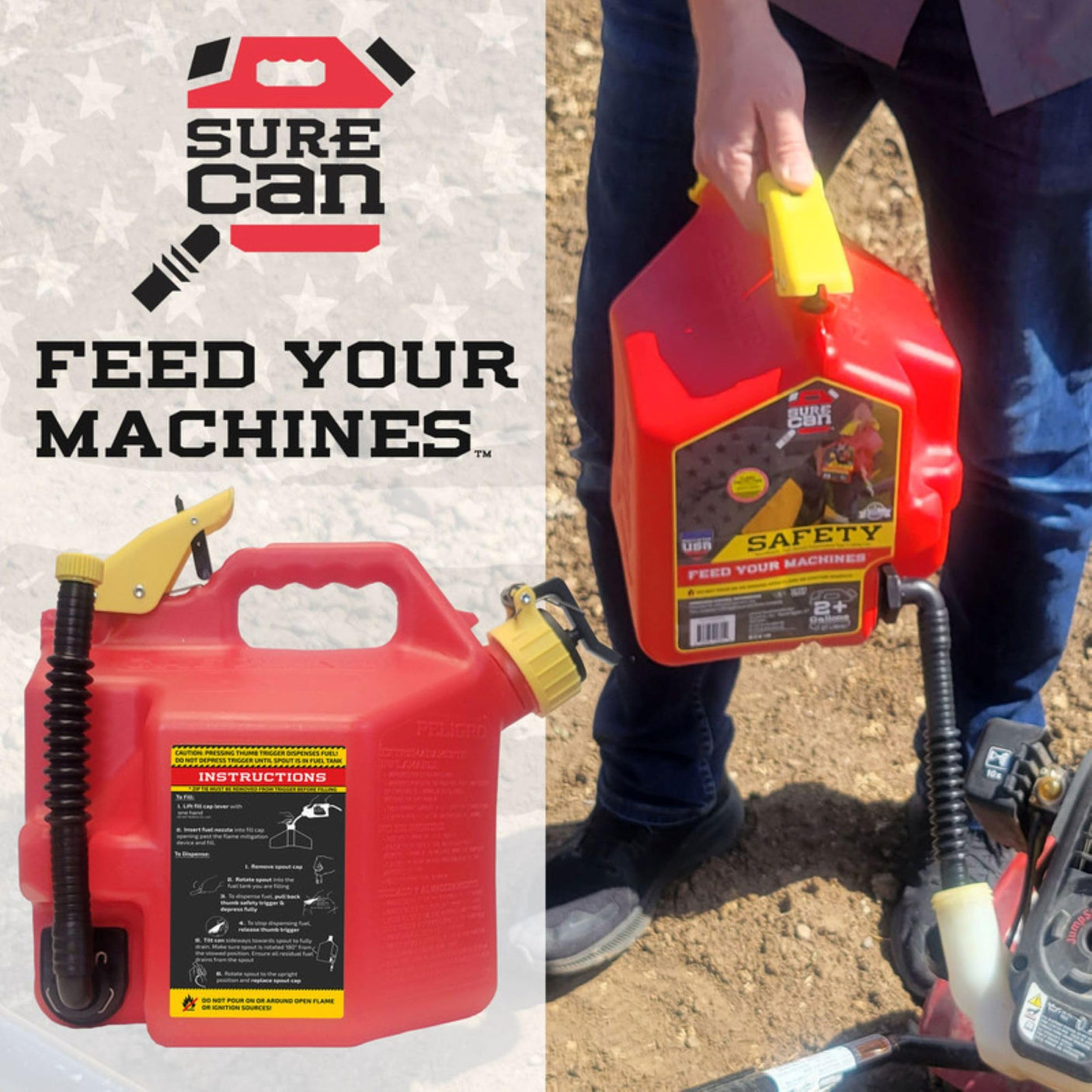 Surecan 5 Gallon Container Type II - Rotating Spout, Self - Venting, & Spill Free, Ideal Large Five Gallon Safety Storage Can (Red, SUR5SFG2) - Build Your Ideas