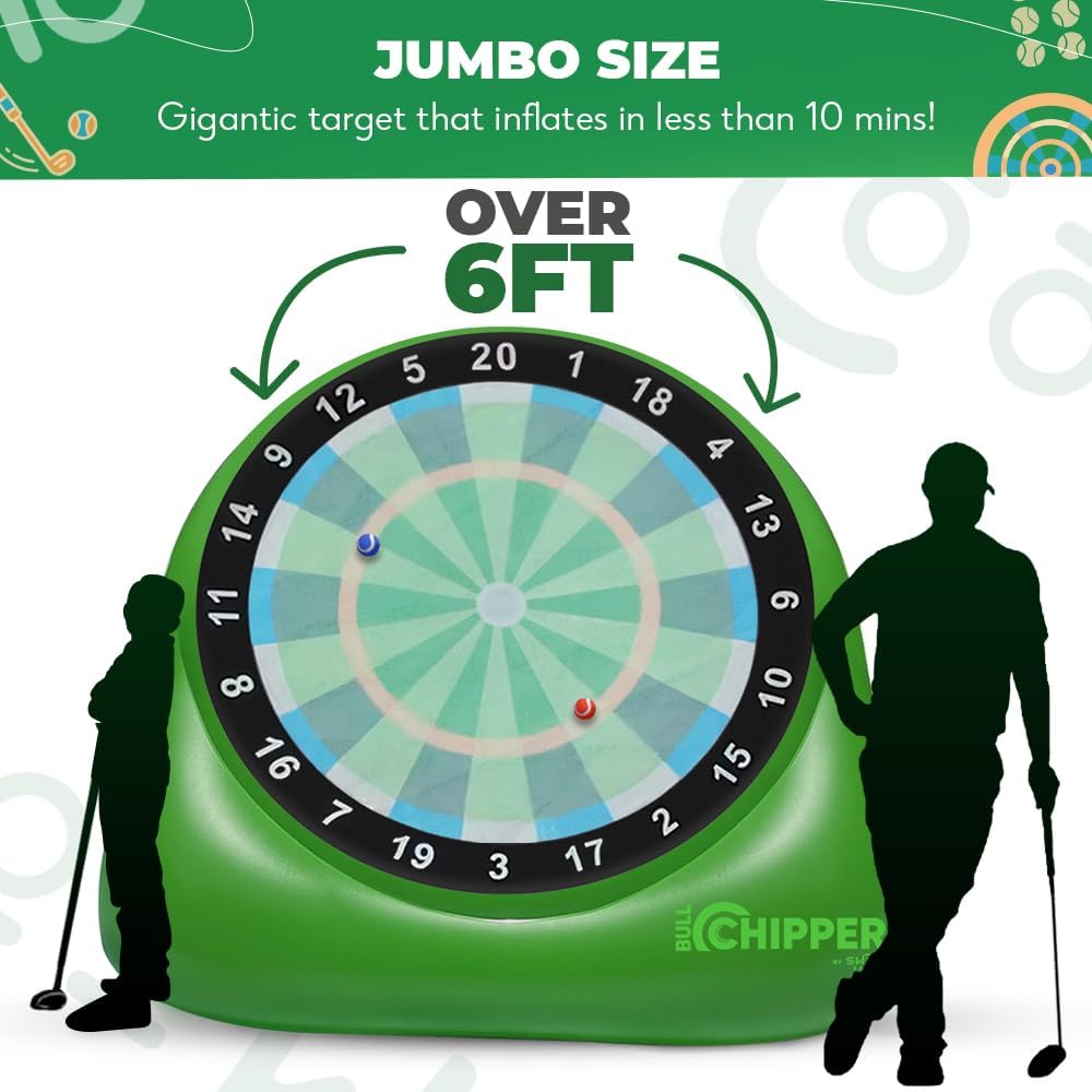 SWOOC Games – Bull Chipper™ | Giant Golf Darts (Over 6ft Tall) w/ 10+ Golf Games | Backyard Golf Game with Air Pump | Yard Games for Adults | Giant Outdoor Games for Adults and Family | Outside Games - Build Your Ideas