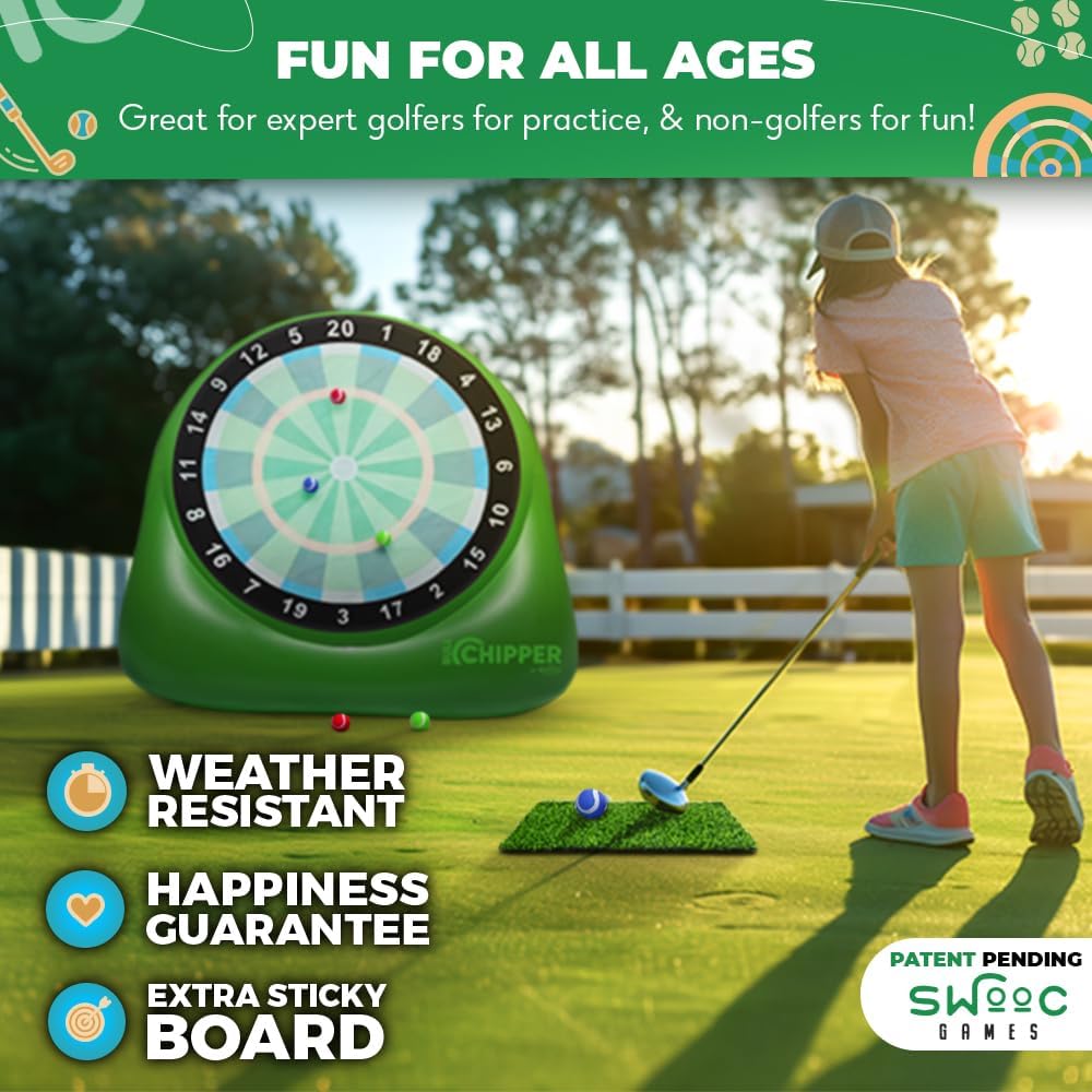 SWOOC Games – Bull Chipper™ | Giant Golf Darts (Over 6ft Tall) w/ 10+ Golf Games | Backyard Golf Game with Air Pump | Yard Games for Adults | Giant Outdoor Games for Adults and Family | Outside Games - Build Your Ideas