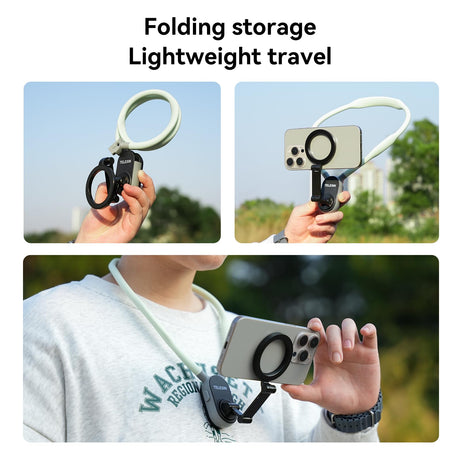 TELESIN Magnetic Neck Mount for Phones, Neck Cell Phone Holder POV/Vlog Selfie Mount Hand Free Phone Neck Holder Chest Stand Strap Video Recording for iPhone 16 15 14 13 12 Seires Android Phones Gray - Build Your Ideas