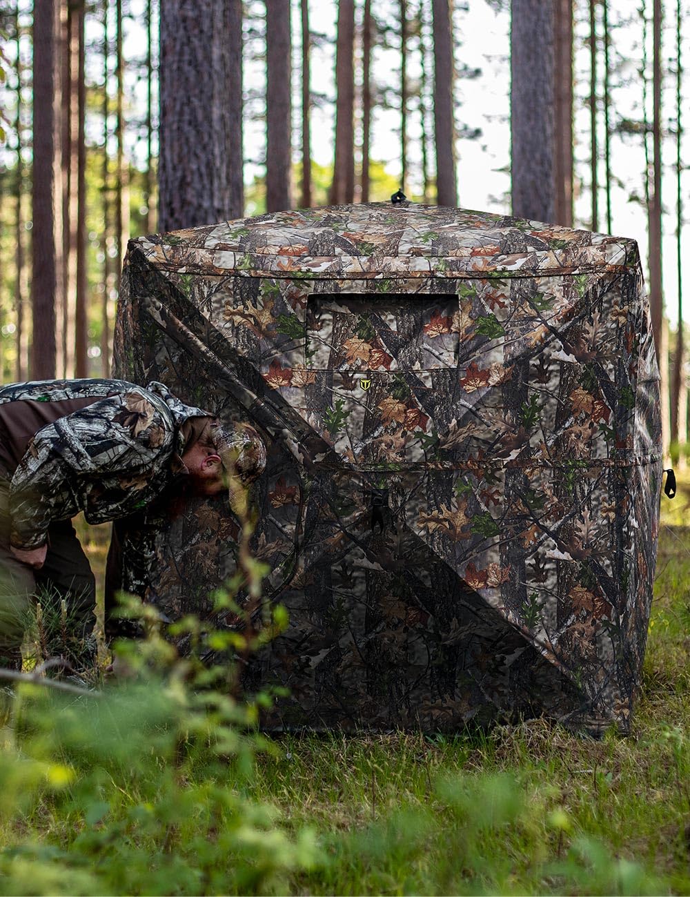 TIDEWE Hunting Blind See Through with Carrying Bag, 2 - 3 Person Pop Up Ground Blinds 270 Degree, 300D Portable Resilient Hunting Tent(Camouflage) - Build Your Ideas