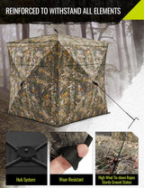 TIDEWE Hunting Blind See Through with Carrying Bag, 2 - 3 Person Pop Up Ground Blinds 270 Degree, 300D Portable Resilient Hunting Tent(Camouflage) - Build Your Ideas