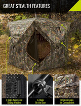 TIDEWE Hunting Blind See Through with Carrying Bag, 2 - 3 Person Pop Up Ground Blinds 270 Degree, 300D Portable Resilient Hunting Tent(Camouflage) - Build Your Ideas