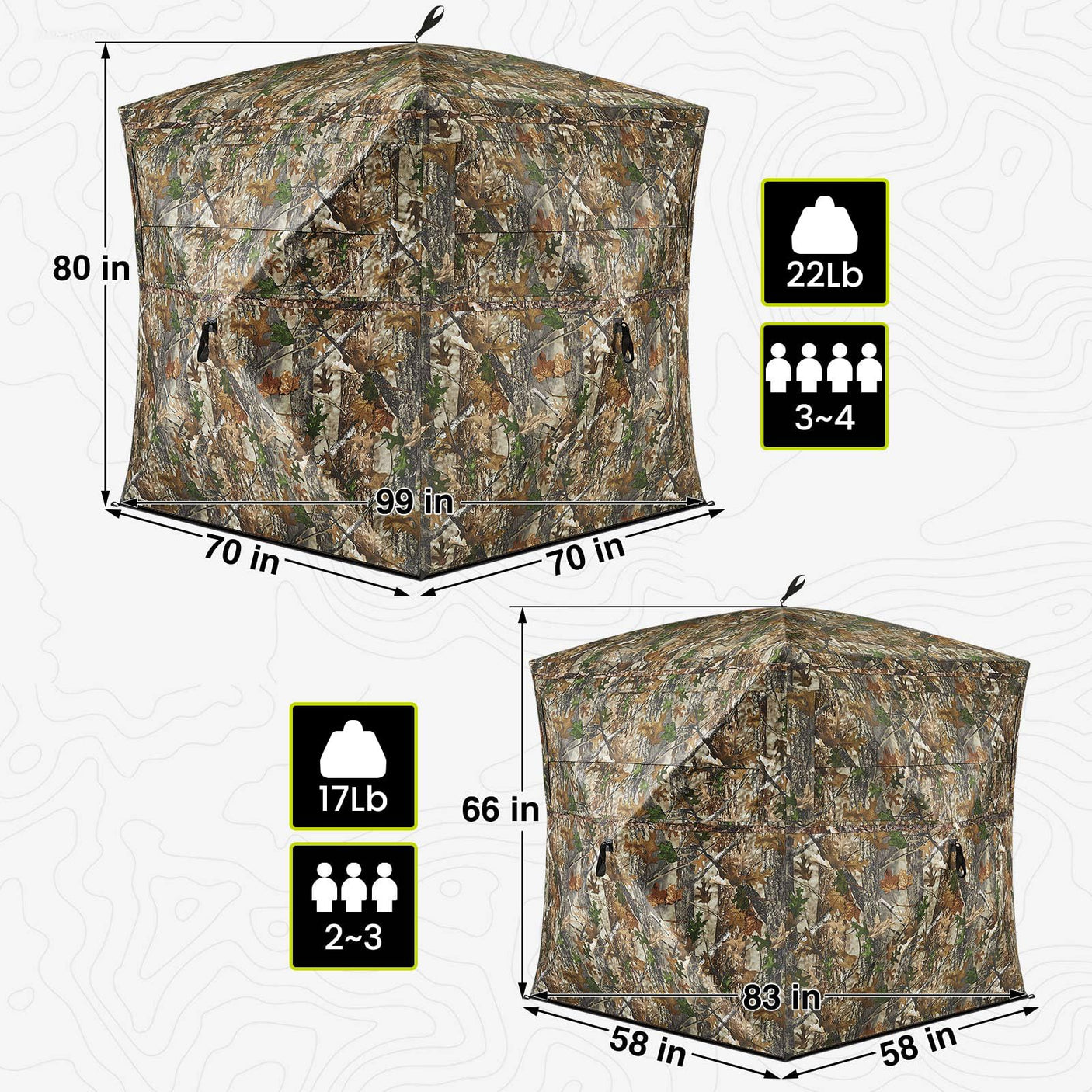 TIDEWE Hunting Blind See Through with Carrying Bag, 2 - 3 Person Pop Up Ground Blinds 270 Degree, 300D Portable Resilient Hunting Tent(Camouflage) - Build Your Ideas