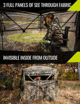 TIDEWE Hunting Blind See Through with Carrying Bag, 2 - 3 Person Pop Up Ground Blinds 270 Degree, 300D Portable Resilient Hunting Tent(Camouflage) - Build Your Ideas