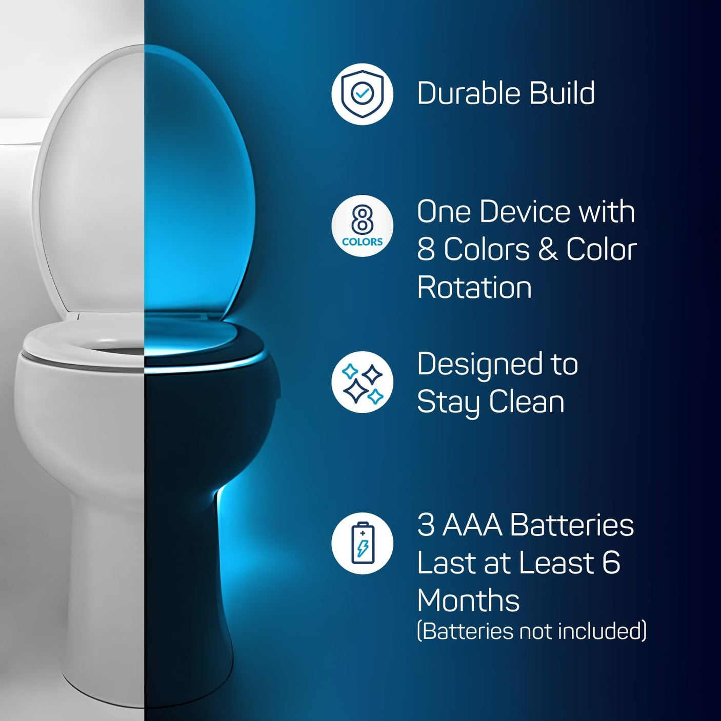 ToiLight The Original Toilet Bowl Night Light. Fun & Useful Bathroom Motion Sensor Tech Gadget. Funny Novelty Birthday Gift Idea. Stocking Stuffer for Him Her Guys Men Mom Brother - Build Your Ideas