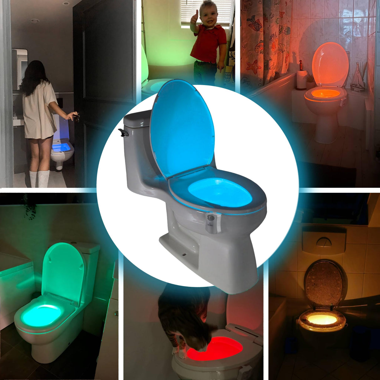 ToiLight The Original Toilet Bowl Night Light. Fun & Useful Bathroom Motion Sensor Tech Gadget. Funny Novelty Birthday Gift Idea. Stocking Stuffer for Him Her Guys Men Mom Brother - Build Your Ideas