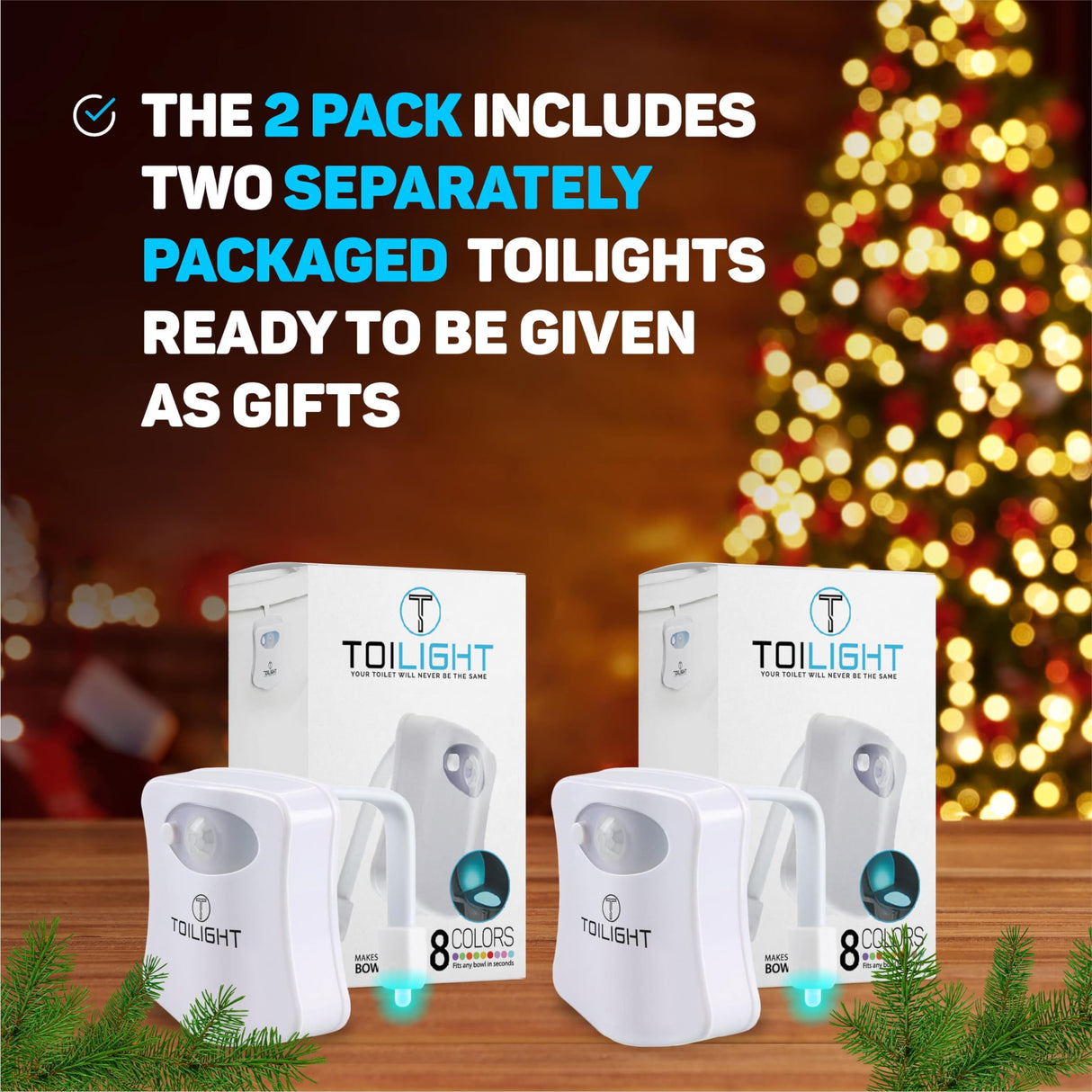ToiLight The Original Toilet Bowl Night Light. Fun & Useful Bathroom Motion Sensor Tech Gadget. Funny Novelty Birthday Gift Idea. Stocking Stuffer for Him Her Guys Men Mom Brother - Build Your Ideas