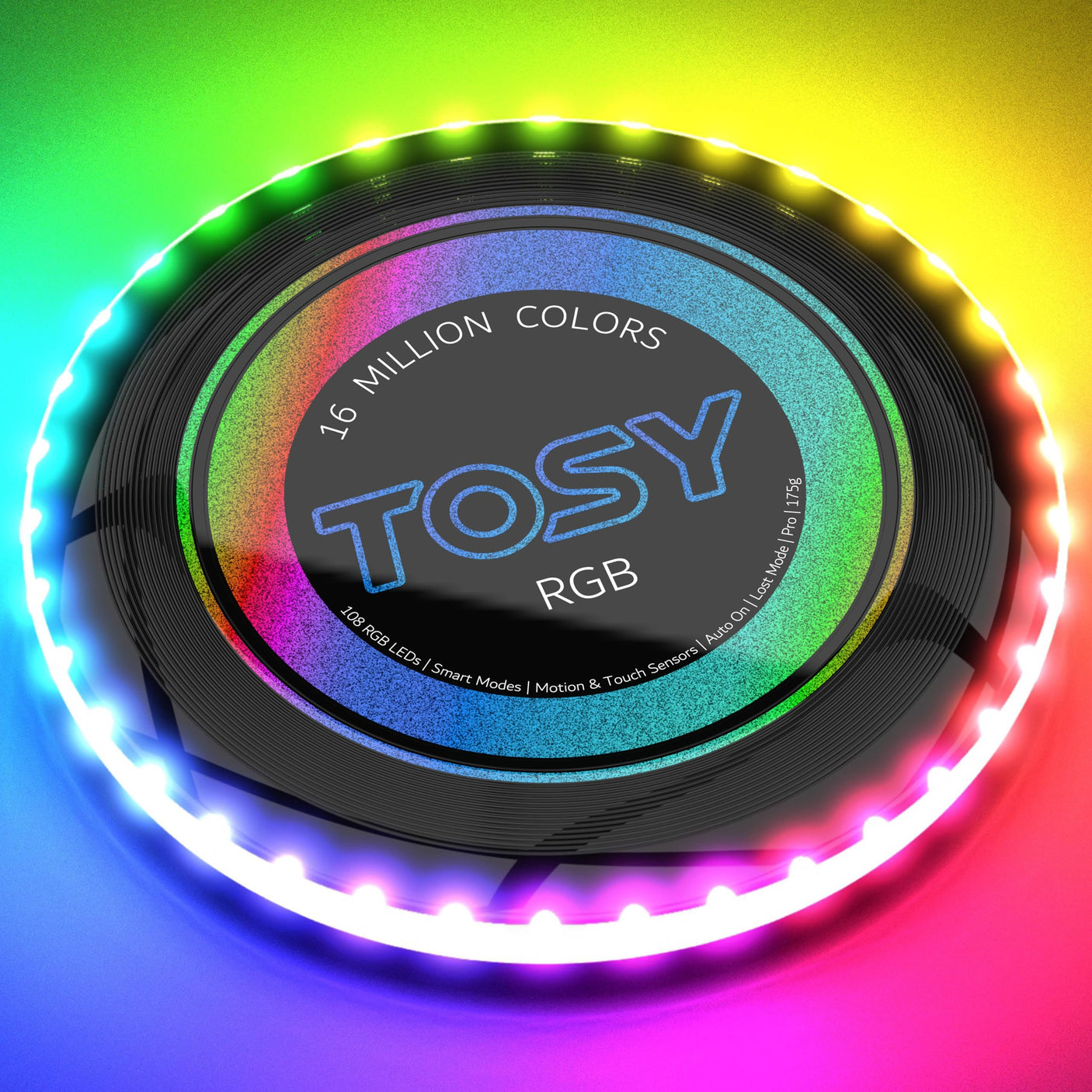 TOSY Flying Disc - 16 Million Color RGB or 36 LEDs, Extremely Bright, Smart Modes, Auto Light Up, Rechargeable, Cool Valentine, Easter, Birthday & Camping Gift for Men/Boys/Teens/Kids, 175g Frisbee - Build Your Ideas