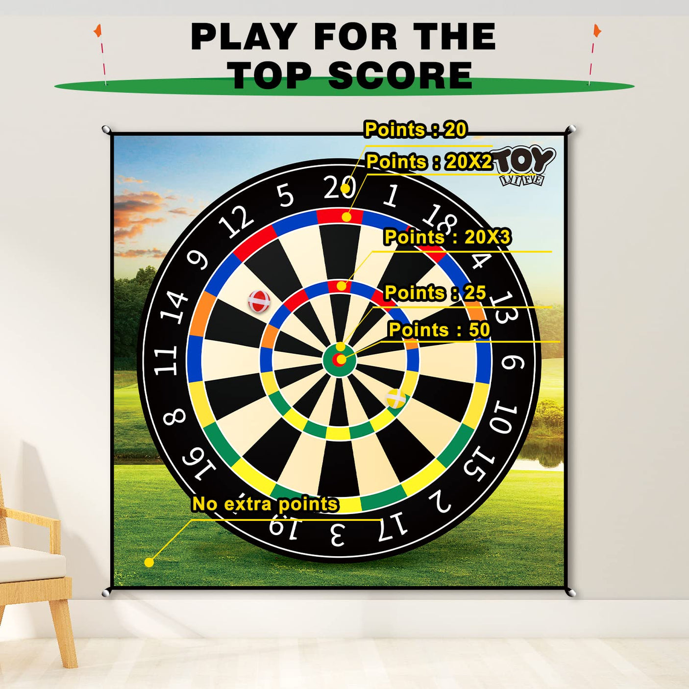 TOY Life Chipping Golf Game Mat Indoor Outdoor Games for Adults and Family Kids Outdoor Play Equipment Stick Chip Game Indoor Golf Set Backyard Games Outdoor Toys for Kids - Build Your Ideas