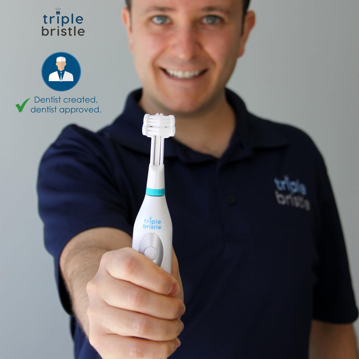 Triple Bristle Original Sonic Toothbrush | Rechargeable 31,000 VPM Tooth Brush | Patented 3 Head Design | Angled Bristles Clean Each Tooth | Dentist Created & Approved Original - Build Your Ideas
