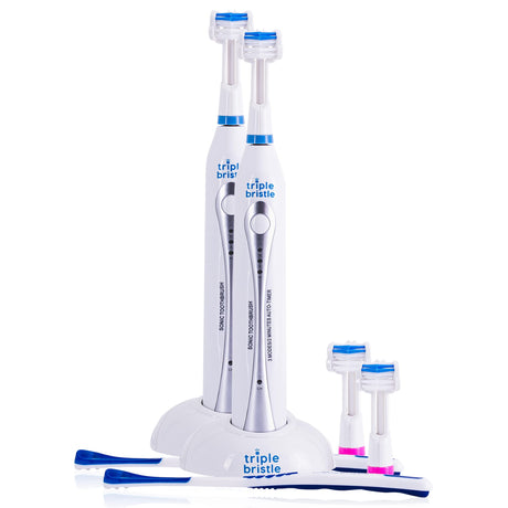 Triple Bristle Original Sonic Toothbrush | Rechargeable 31,000 VPM Tooth Brush | Patented 3 Head Design | Angled Bristles Clean Each Tooth | Dentist Created & Approved Original - Build Your Ideas