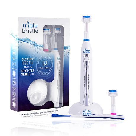 Triple Bristle Original Sonic Toothbrush | Rechargeable 31,000 VPM Tooth Brush | Patented 3 Head Design | Angled Bristles Clean Each Tooth | Dentist Created & Approved Original - Build Your Ideas