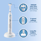 Triple Bristle Original Sonic Toothbrush | Rechargeable 31,000 VPM Tooth Brush | Patented 3 Head Design | Angled Bristles Clean Each Tooth | Dentist Created & Approved Original - Build Your Ideas