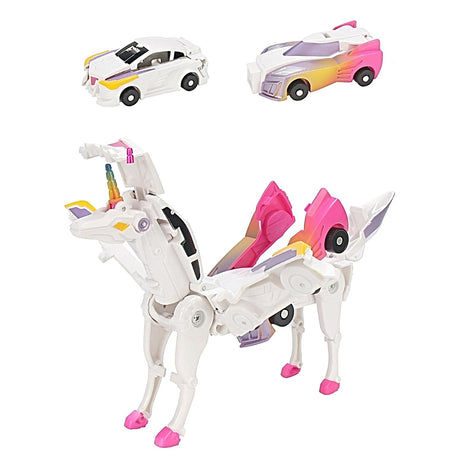 Ultimate Transforming Unicorn Car Toy - Collision to Magical Unicorns!2Pcs Transforming Car - Robot for Kids, Automatic Deformation of Magnetic Connections. Suitable for Boys and Girls Birthday - Build Your Ideas