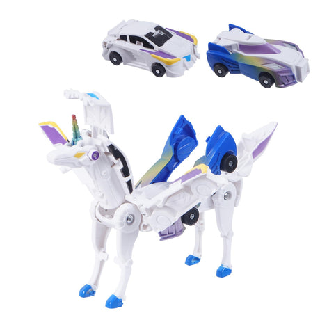Ultimate Transforming Unicorn Car Toy - Collision to Magical Unicorns!2Pcs Transforming Car - Robot for Kids, Automatic Deformation of Magnetic Connections. Suitable for Boys and Girls Birthday - Build Your Ideas