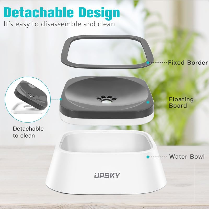 UPSKY Dog Bowl Dog Water Bowl No Spill Pet Water Bowl No Drip Slow Water Feeder Dog Bowl No - Slip Pet Water Dispenser 35oz Slow Drinking Bowl for Dogs and Cats - Build Your Ideas