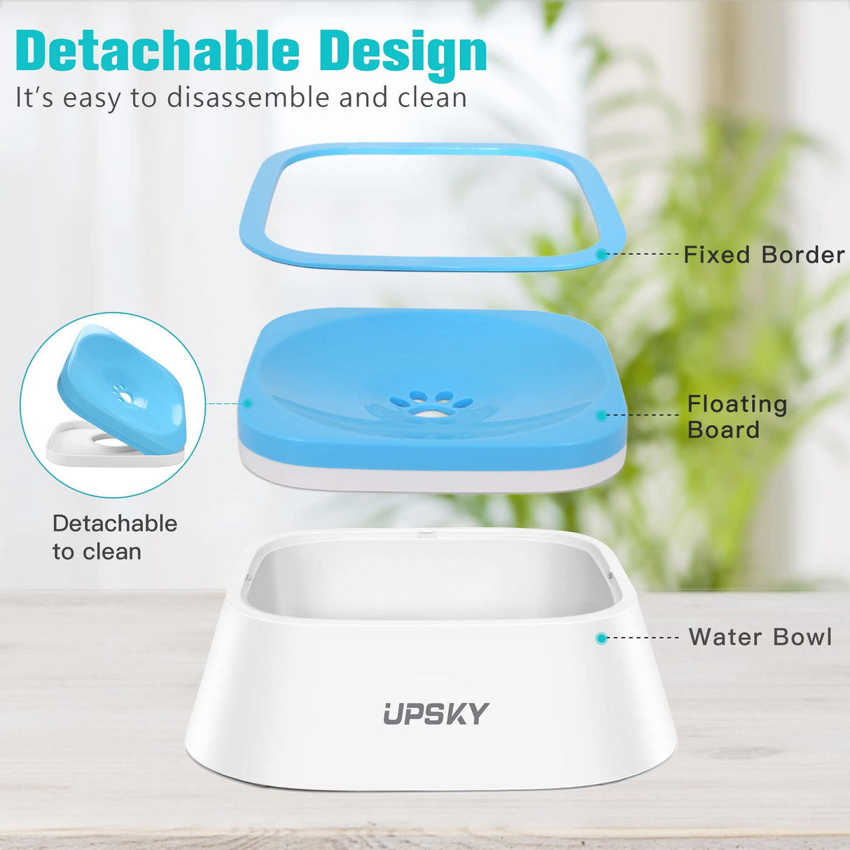 UPSKY Dog Bowl Dog Water Bowl No Spill Pet Water Bowl No Drip Slow Water Feeder Dog Bowl No - Slip Pet Water Dispenser 35oz Slow Drinking Bowl for Dogs and Cats - Build Your Ideas