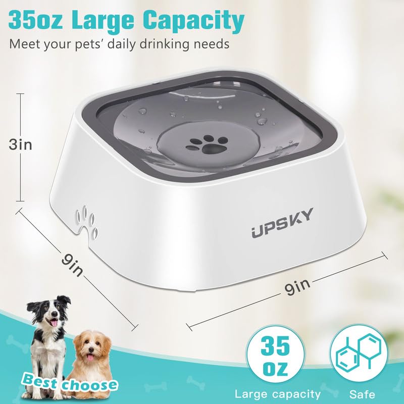 UPSKY Dog Bowl Dog Water Bowl No Spill Pet Water Bowl No Drip Slow Water Feeder Dog Bowl No - Slip Pet Water Dispenser 35oz Slow Drinking Bowl for Dogs and Cats - Build Your Ideas
