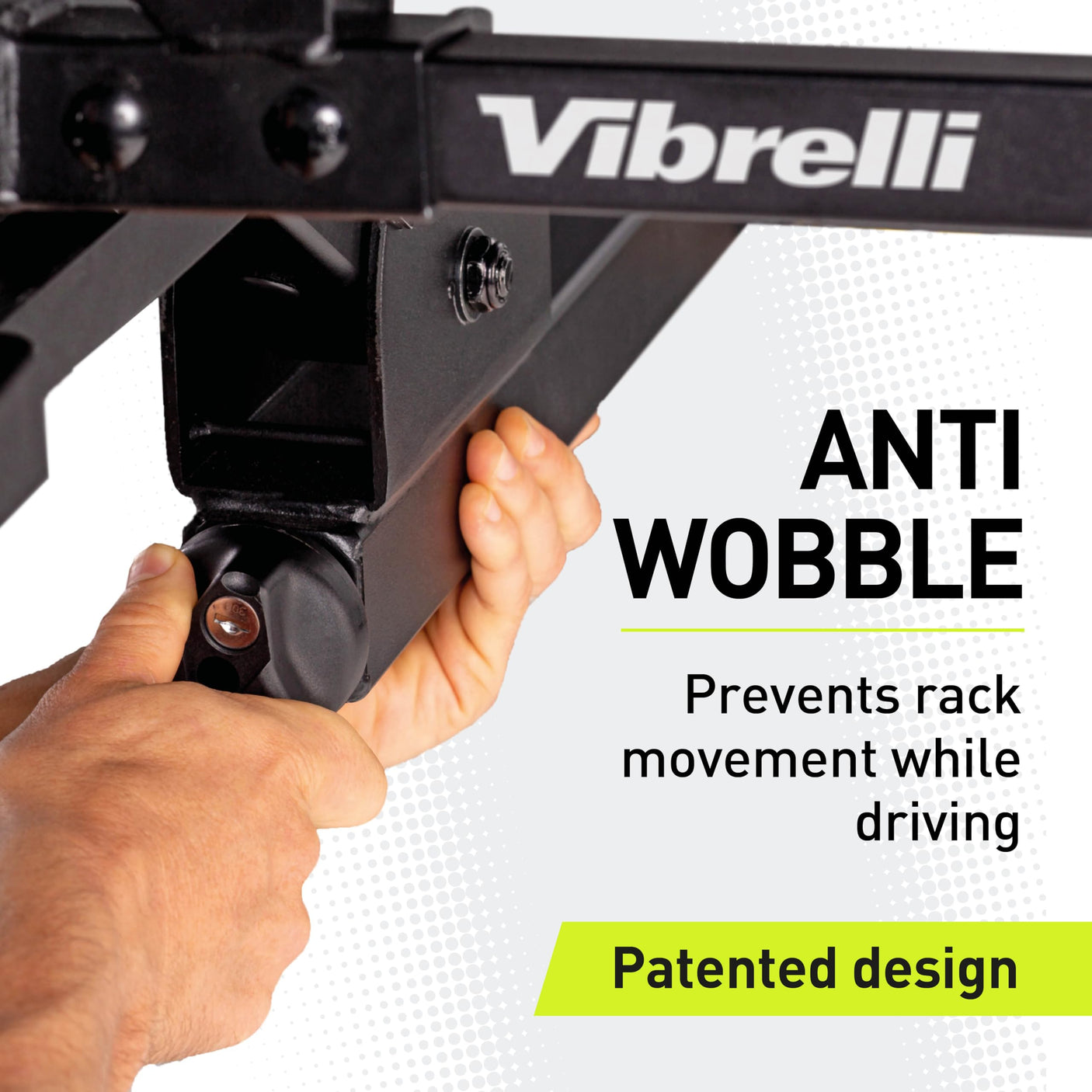 Vibrelli Electric Bike Hitch Rack - 2 Ebike Rack Fits Fat Tire, Mountain Bike, Standard Bicycles - 65lbs per Bike - Patented Anti - Wobble - Cars & SUV - Tilt Down/Fold Up Platform - Locking Tow Mount - Build Your Ideas