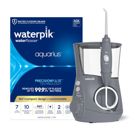 Waterpik Aquarius Water Flosser Professional For Teeth, Gums, Braces, Dental Care, Electric Power With 10 Settings, 7 Tips For Multiple Users And Needs, ADA Accepted, White WP - 660, Packaging May Vary - Build Your Ideas