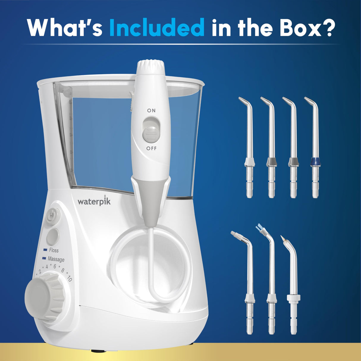 Waterpik Aquarius Water Flosser Professional For Teeth, Gums, Braces, Dental Care, Electric Power With 10 Settings, 7 Tips For Multiple Users And Needs, ADA Accepted, White WP - 660, Packaging May Vary - Build Your Ideas