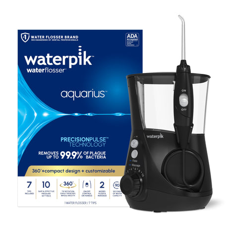 Waterpik Aquarius Water Flosser Professional For Teeth, Gums, Braces, Dental Care, Electric Power With 10 Settings, 7 Tips For Multiple Users And Needs, ADA Accepted, White WP - 660, Packaging May Vary - Build Your Ideas