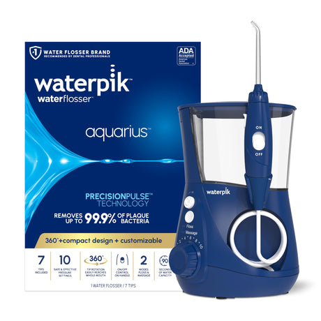 Waterpik Aquarius Water Flosser Professional For Teeth, Gums, Braces, Dental Care, Electric Power With 10 Settings, 7 Tips For Multiple Users And Needs, ADA Accepted, White WP - 660, Packaging May Vary - Build Your Ideas