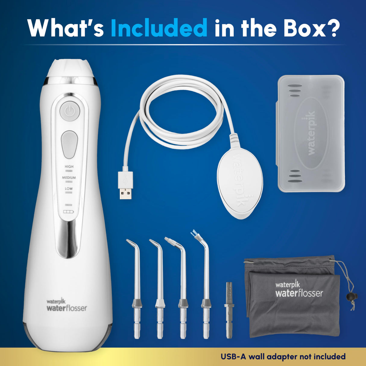 Waterpik Cordless Advanced 2.0 Water Flosser For Teeth, Gums, Braces, Dental Care With Travel Bag and 4 Tips, ADA Accepted, Rechargeable, Portable, and Waterproof, White WP - 580, Packaging May Vary - Build Your Ideas