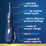 Waterpik Cordless Advanced 2.0 Water Flosser For Teeth, Gums, Braces, Dental Care With Travel Bag and 4 Tips, ADA Accepted, Rechargeable, Portable, and Waterproof, White WP - 580, Packaging May Vary - Build Your Ideas