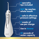 Waterpik Cordless Advanced 2.0 Water Flosser For Teeth, Gums, Braces, Dental Care With Travel Bag and 4 Tips, ADA Accepted, Rechargeable, Portable, and Waterproof, White WP - 580, Packaging May Vary - Build Your Ideas