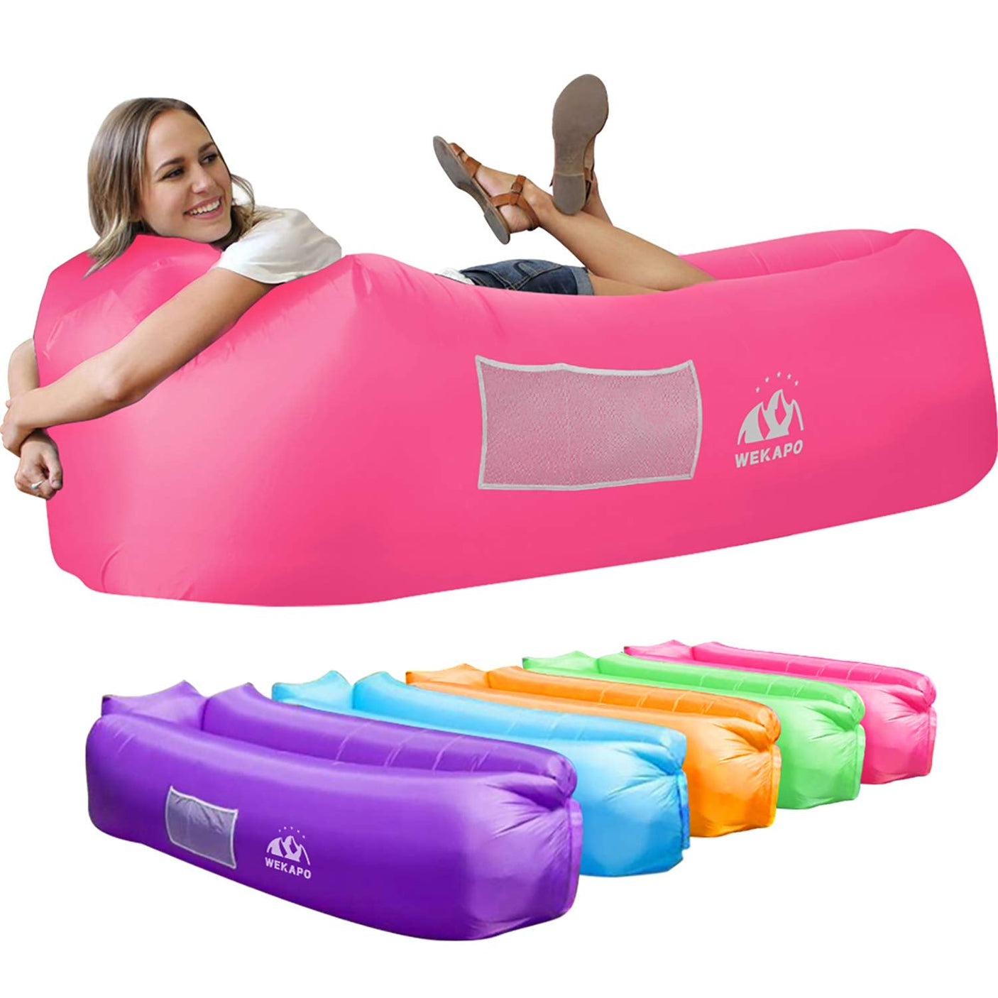 WEKAPO Inflatable Lounger Air Sofa Hammock - Portable,Water Proof& Anti - Air Leaking Design - Ideal Couch for Backyard Beach Traveling Camping Picnics & Music Festivals - Build Your Ideas