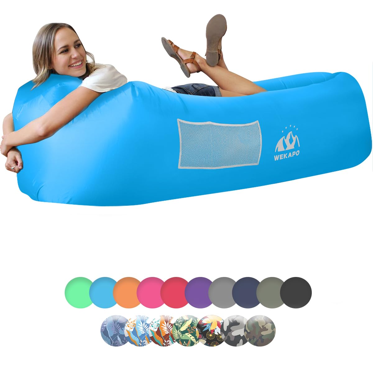 WEKAPO Inflatable Lounger Air Sofa Hammock - Portable,Water Proof& Anti - Air Leaking Design - Ideal Couch for Backyard Beach Traveling Camping Picnics & Music Festivals - Build Your Ideas