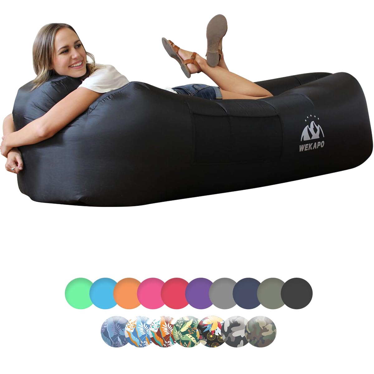 WEKAPO Inflatable Lounger Air Sofa Hammock - Portable,Water Proof& Anti - Air Leaking Design - Ideal Couch for Backyard Beach Traveling Camping Picnics & Music Festivals - Build Your Ideas