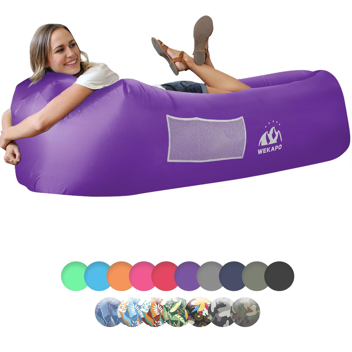WEKAPO Inflatable Lounger Air Sofa Hammock - Portable,Water Proof& Anti - Air Leaking Design - Ideal Couch for Backyard Beach Traveling Camping Picnics & Music Festivals - Build Your Ideas