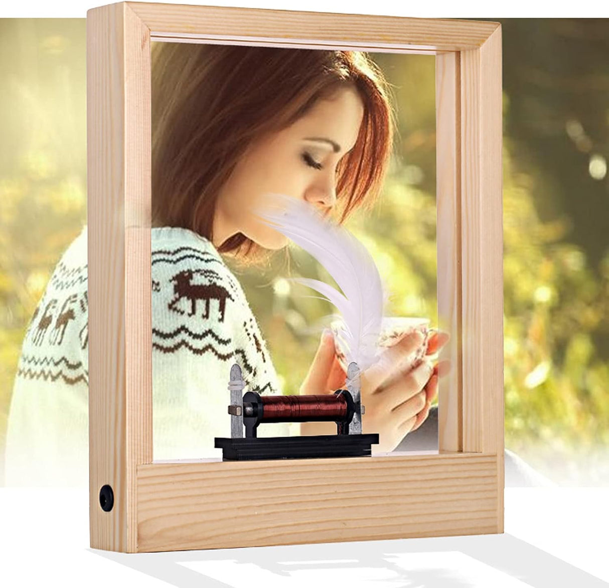 Wood Slow Motion Frame Optical Motion Slow Time Photo Frame Decor LED Optical Illusion Sculpture Photo Frame Wall Desktop Decoration - Build Your Ideas