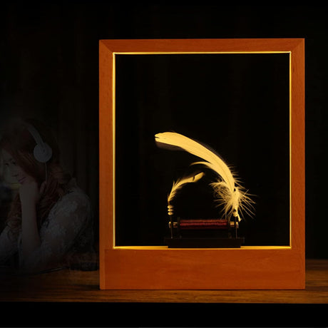 Wood Slow Motion Frame Optical Motion Slow Time Photo Frame Decor LED Optical Illusion Sculpture Photo Frame Wall Desktop Decoration - Build Your Ideas
