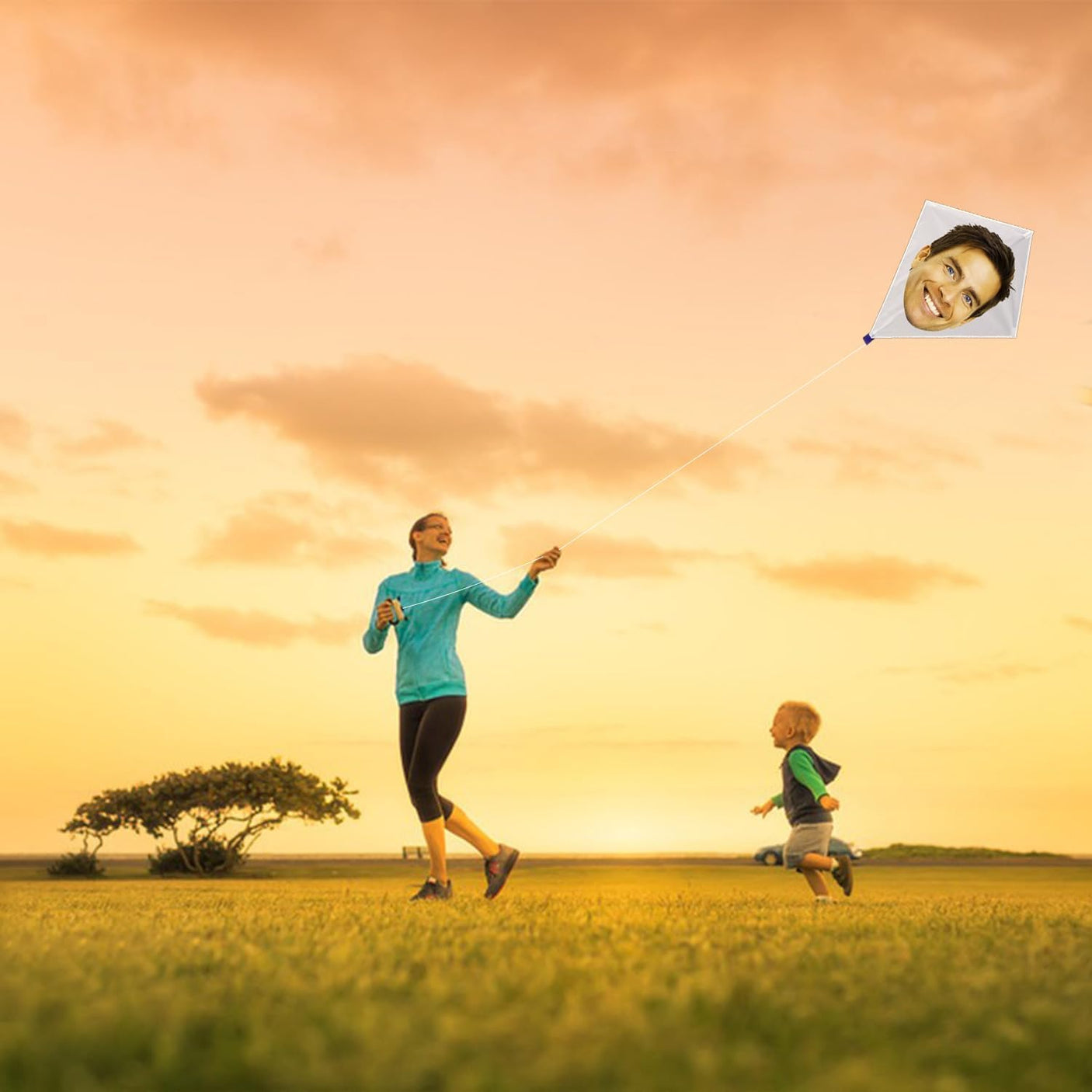 Xtule Custom Big Head Cutout Personalized Kites with Figurehead DIY Easy to Fly Beach Toys Ideal Gifts for Adult Kids Outdoor Gaming for Kite Beginner Park Camping Program (26 * 30 Inches) - Build Your Ideas