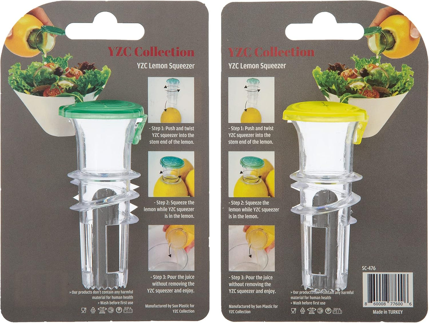 YZC Lemon Squeezer – 2 - Pack Lemon - Juicer – BPA - Free Plastic Lime Juicer– Compact Juice Extractor Citrus Press with Lid – Squeeze Lime for Cocktails, Drinks - Build Your Ideas